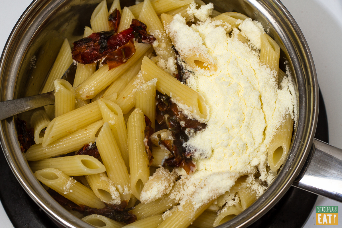 backpacking creamy chipotle penne cooking in a pot