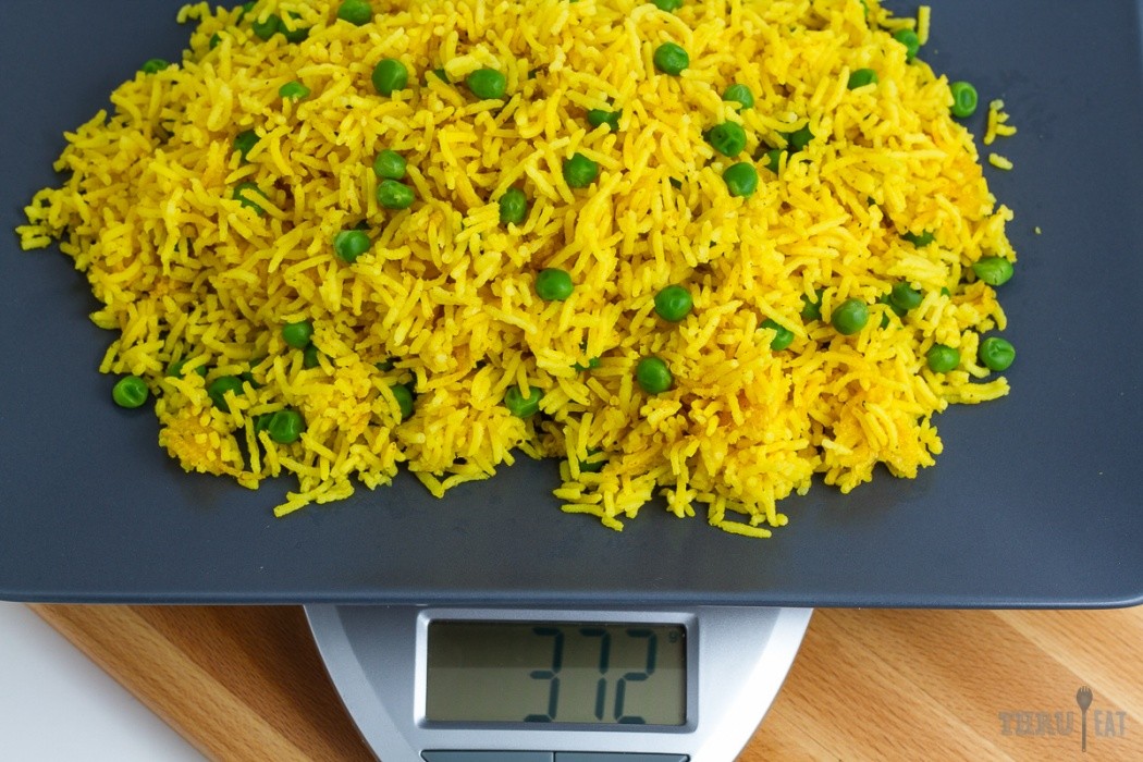 Bring a little exotic flair to the trail golden basmati rice on a scale
