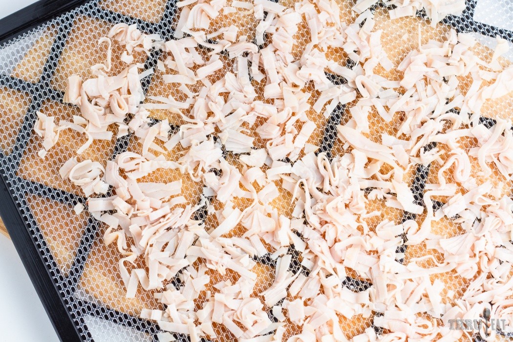 It's not necessary to separate the different layers of turkey chopped deli turkey on a dehydrator tray