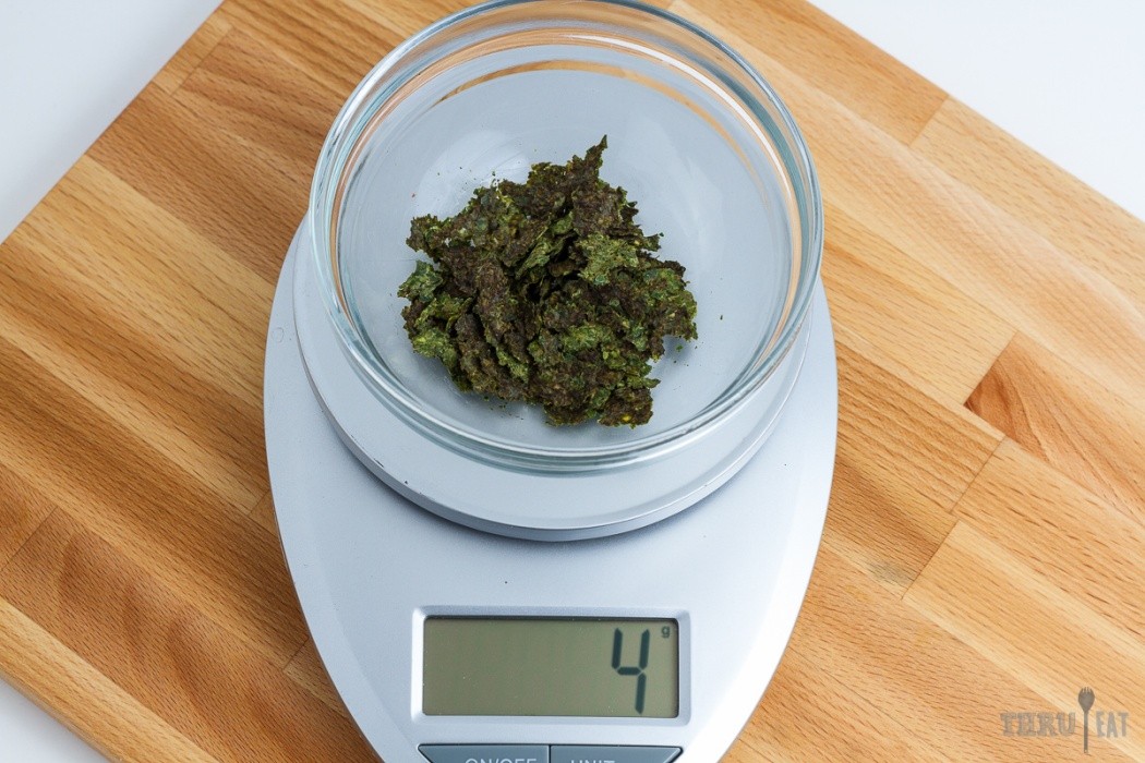Dehydrated pesto can be turned into a powder 4 grams of dehydrated pesto