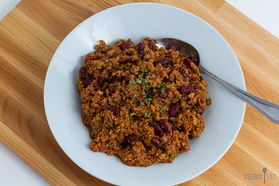 Dehydrated turkey chili surprisingly tastes better than fresh turkey chili rehydrated turkey chili in a bowl