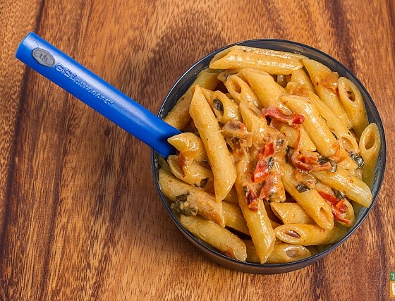 Creamy chipotle penne pasta for camping