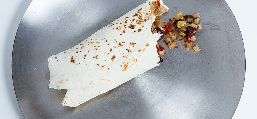 Vegetarian backpacking breakfast burrito