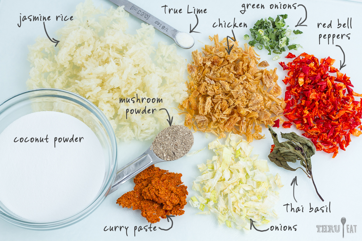 dehydrated Thai curry ingredients for backpacking