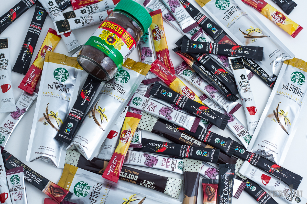 packets of various instant coffees