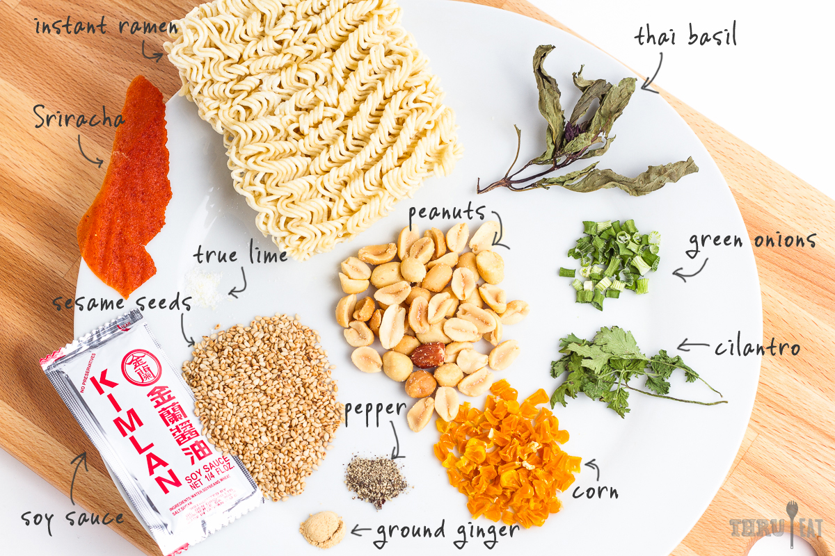 spicy sesame noodles ingredients laid out