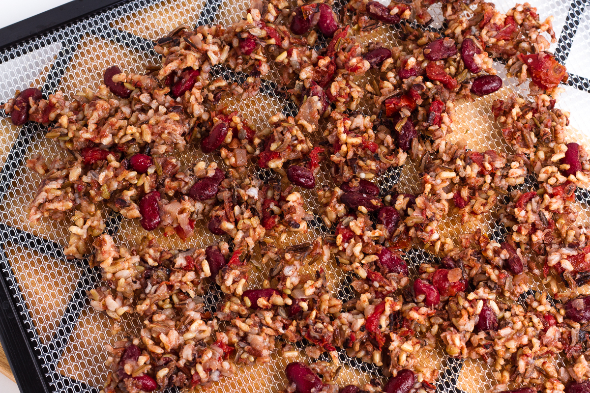 wild rice and red bean pilaf for dehydrating